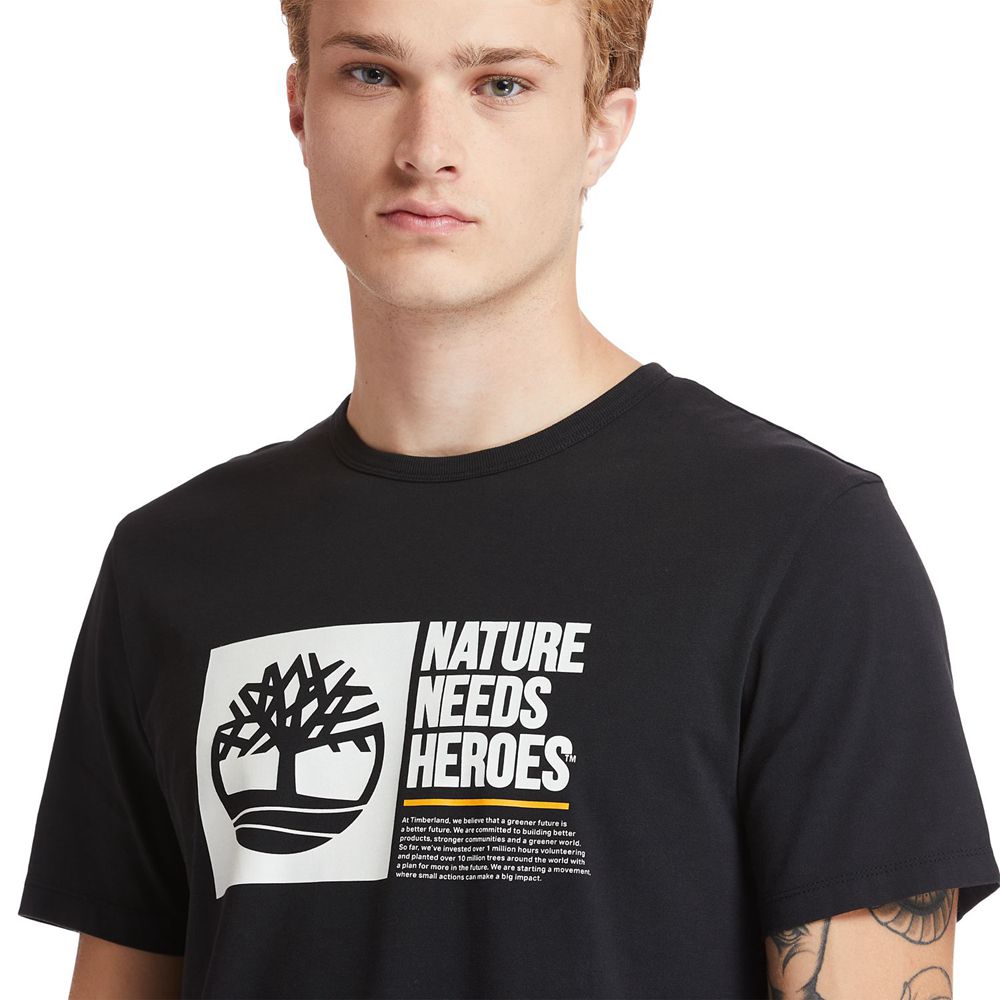 Timberland Mens T-Shirts Heritage Short-Sleeve Graphic - Black - India OG6908351